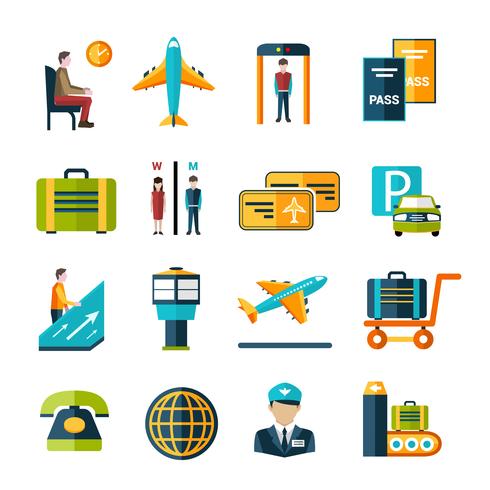 Conjunto de iconos de aeropuerto vector