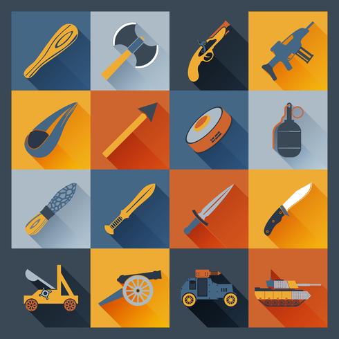 Weapon Icons Flat vector