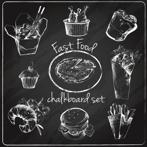 Fast food icon chalkboard vector