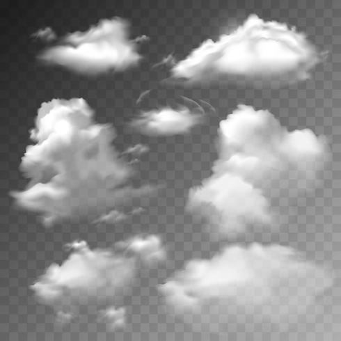 Transparent clouds set vector