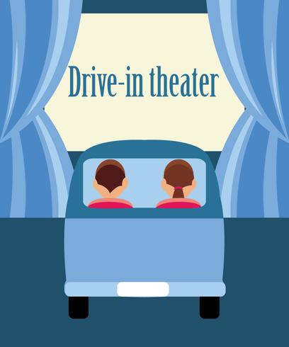 Drive-in theater flat illustration. vector