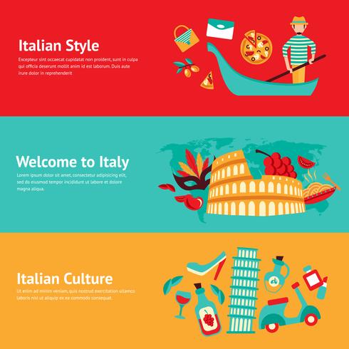 Italy banner set vector