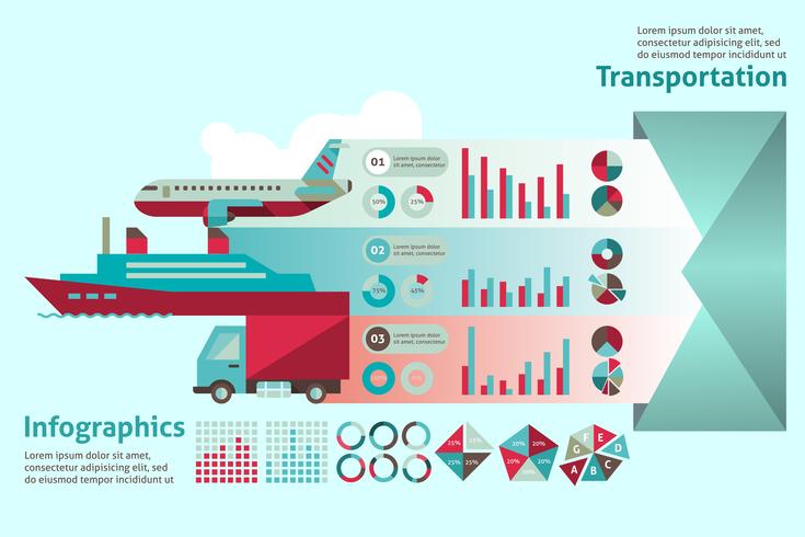 Conjunto infográfico de transporte vector