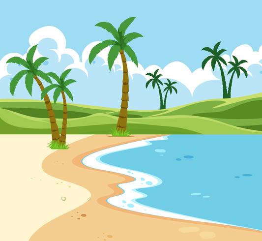 Un paisaje de playa tropical. vector