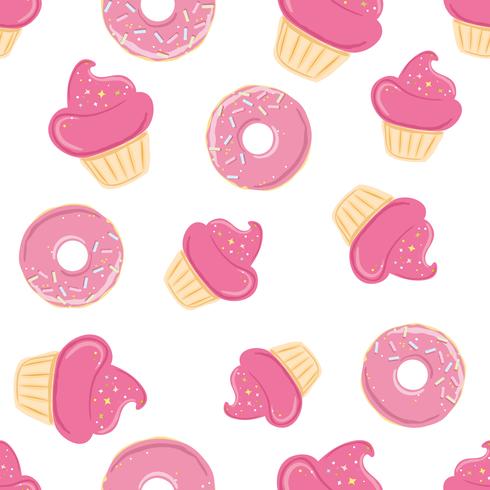 Seamless pattern with pink sweets vector