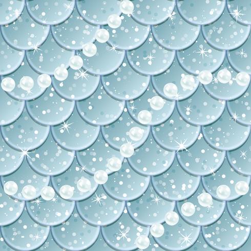 Pescado escamas y perlas de patrones sin fisuras. Textura de cola de sirena. Ilustración vectorial vector
