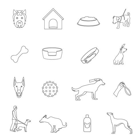 Dog icons outline vector