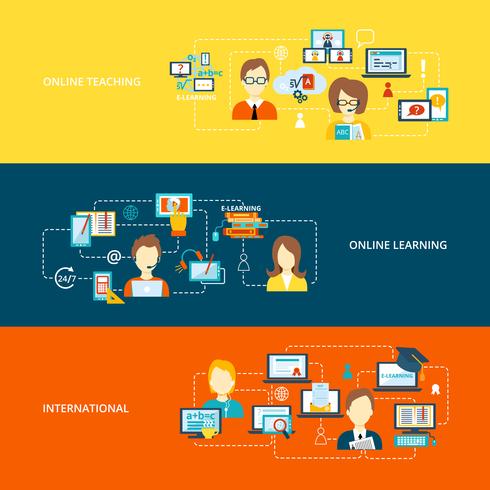 E-learning banner flat vector