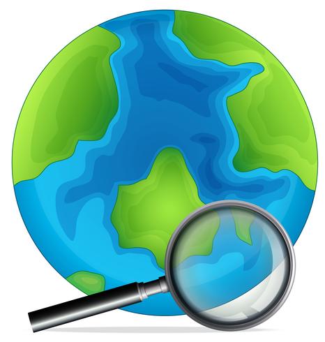A Globe and Magnifying Glass vector