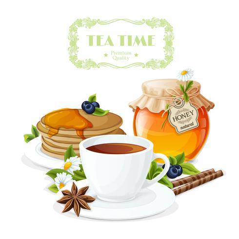 Tea time poster vector