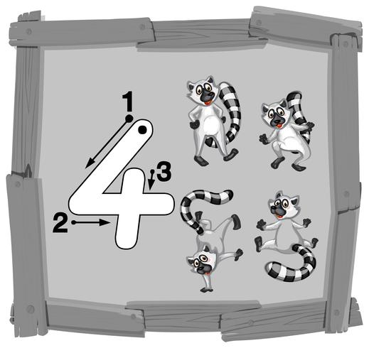 Number four on wooden banner vector