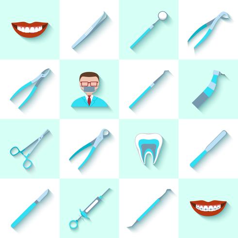 Conjunto de iconos de instrumentos dentales vector