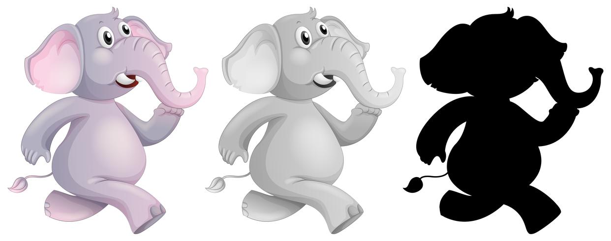 Set of elephant running vector