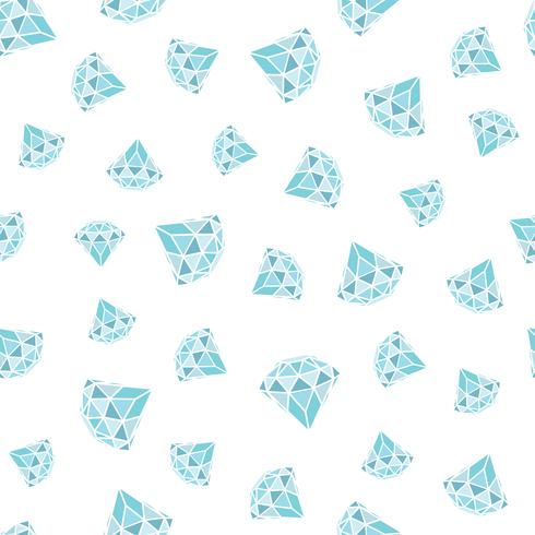 Seamless pattern of geometric blue diamonds on white background. Trendy hipster crystals design. vector