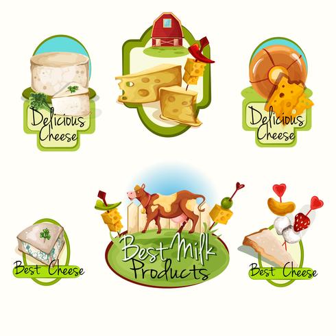 Cheese labels set vector