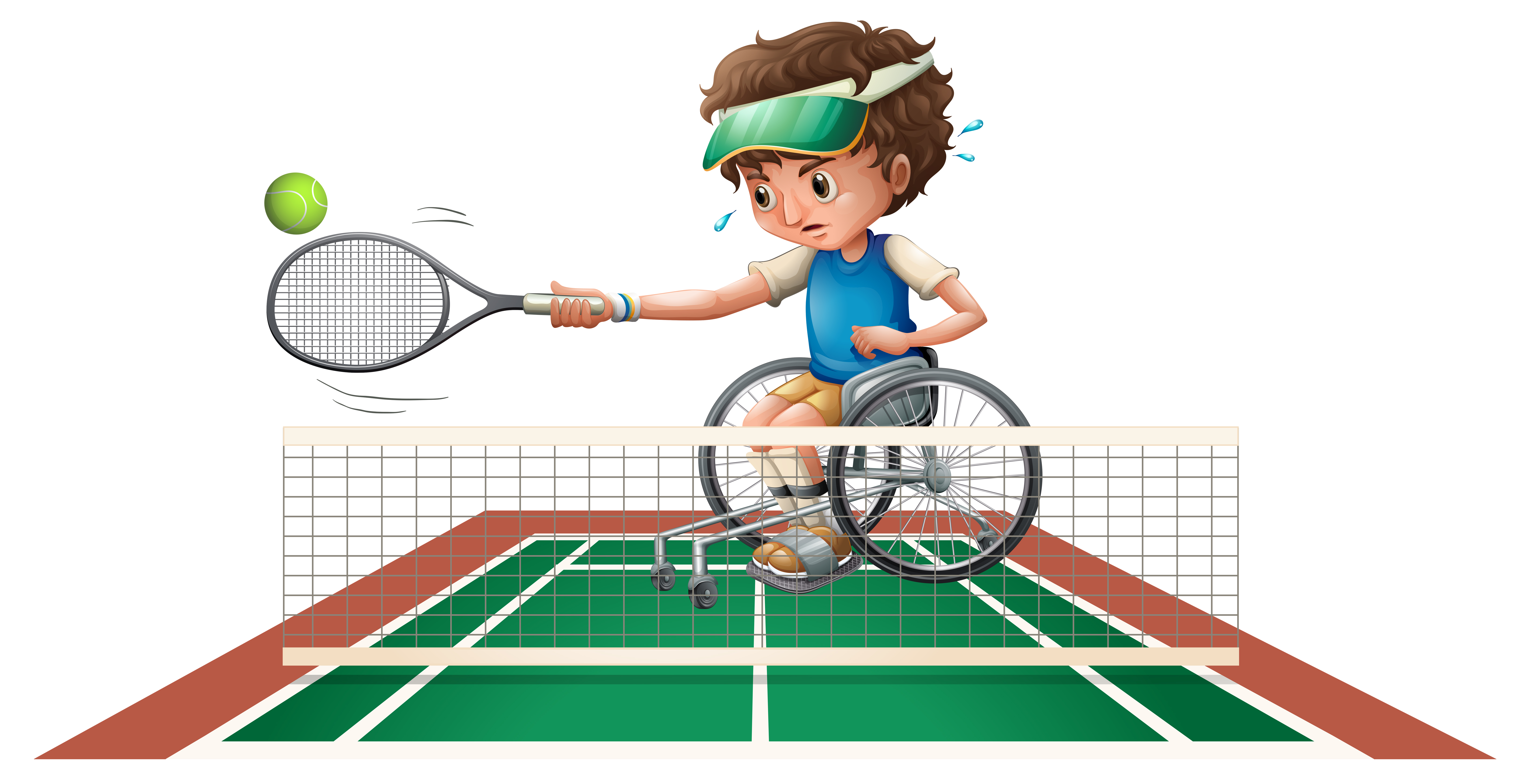 Peluquero Prestigio debate Niño en silla de ruedas jugando al tenis 444786 Vector en Vecteezy