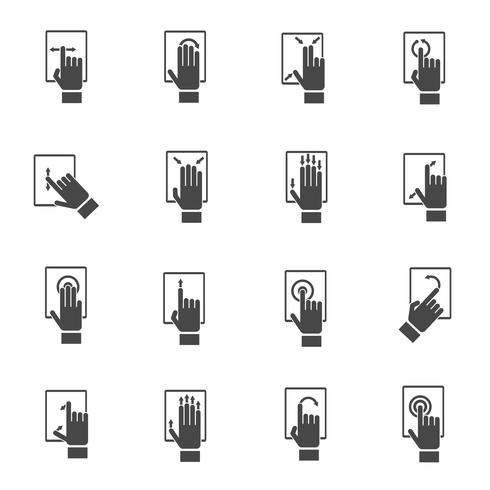 Iconos de la pantalla táctil de la mano vector