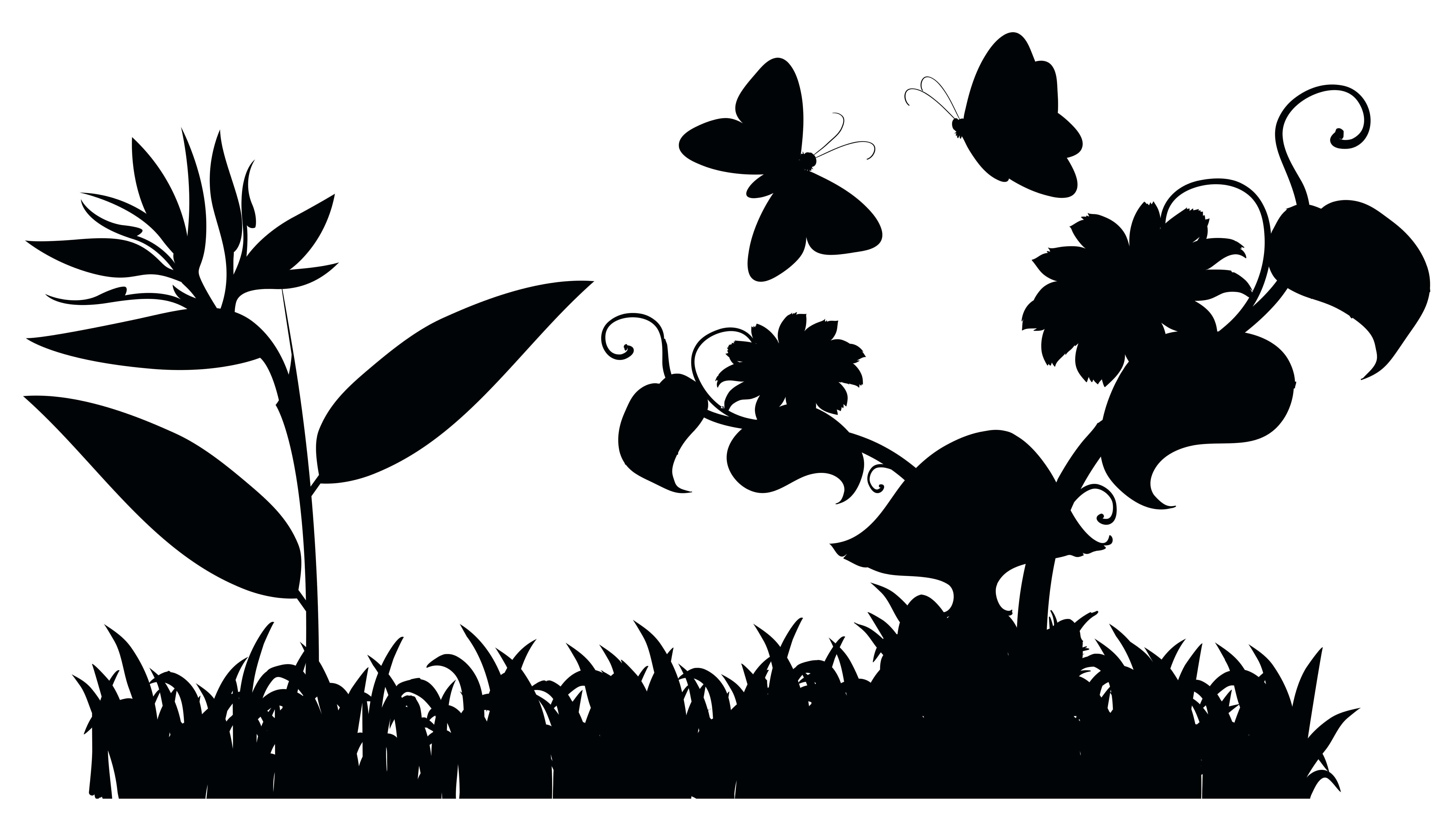 Download Silhouette garden scene with butterflies 444814 Vector Art ...