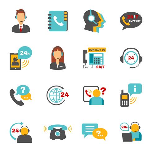 Support contact call center icons set vector