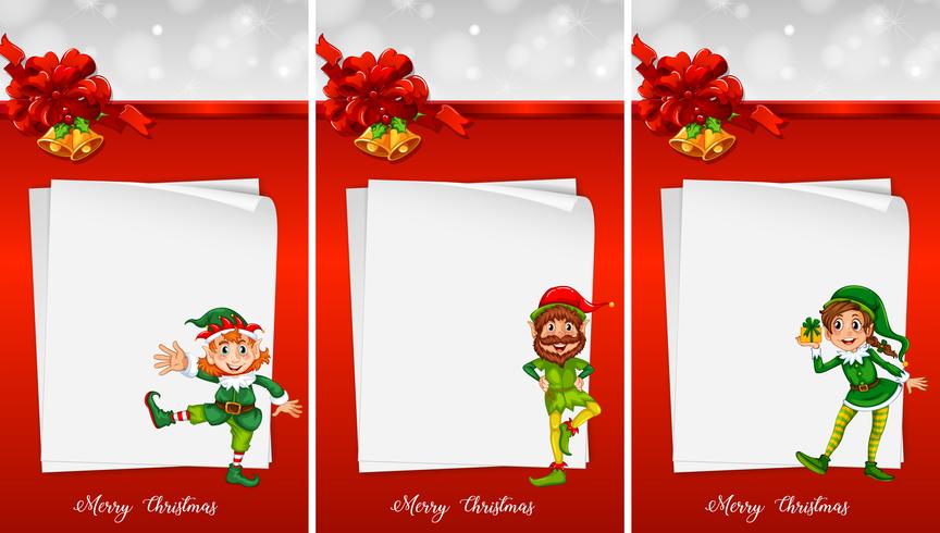 Christmas note template with elf vector