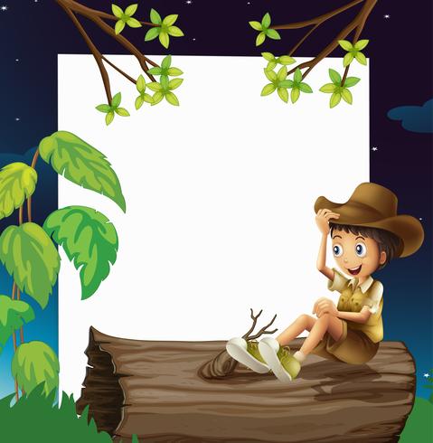 A boy sitting on a trunk vector