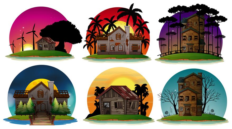 A Set of Haunted House vector