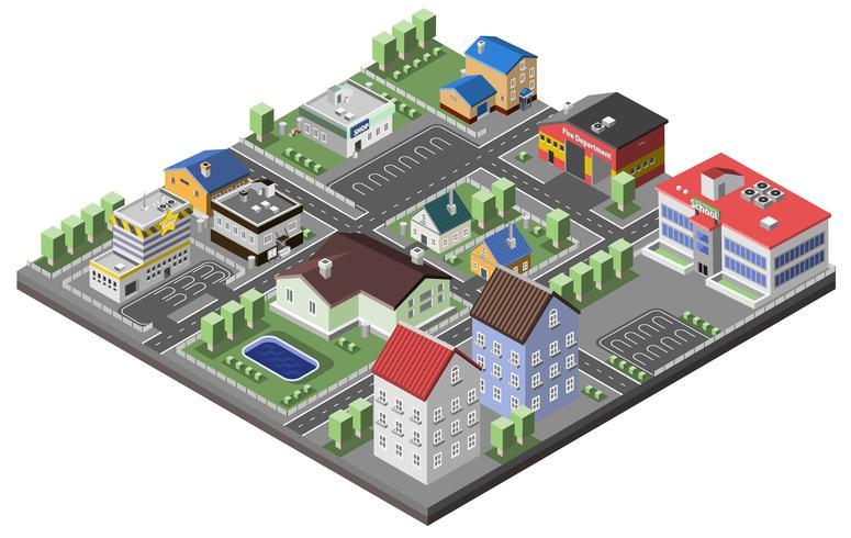 Suburban Concept Isometric vector