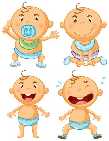 Baby boy in four actions vector