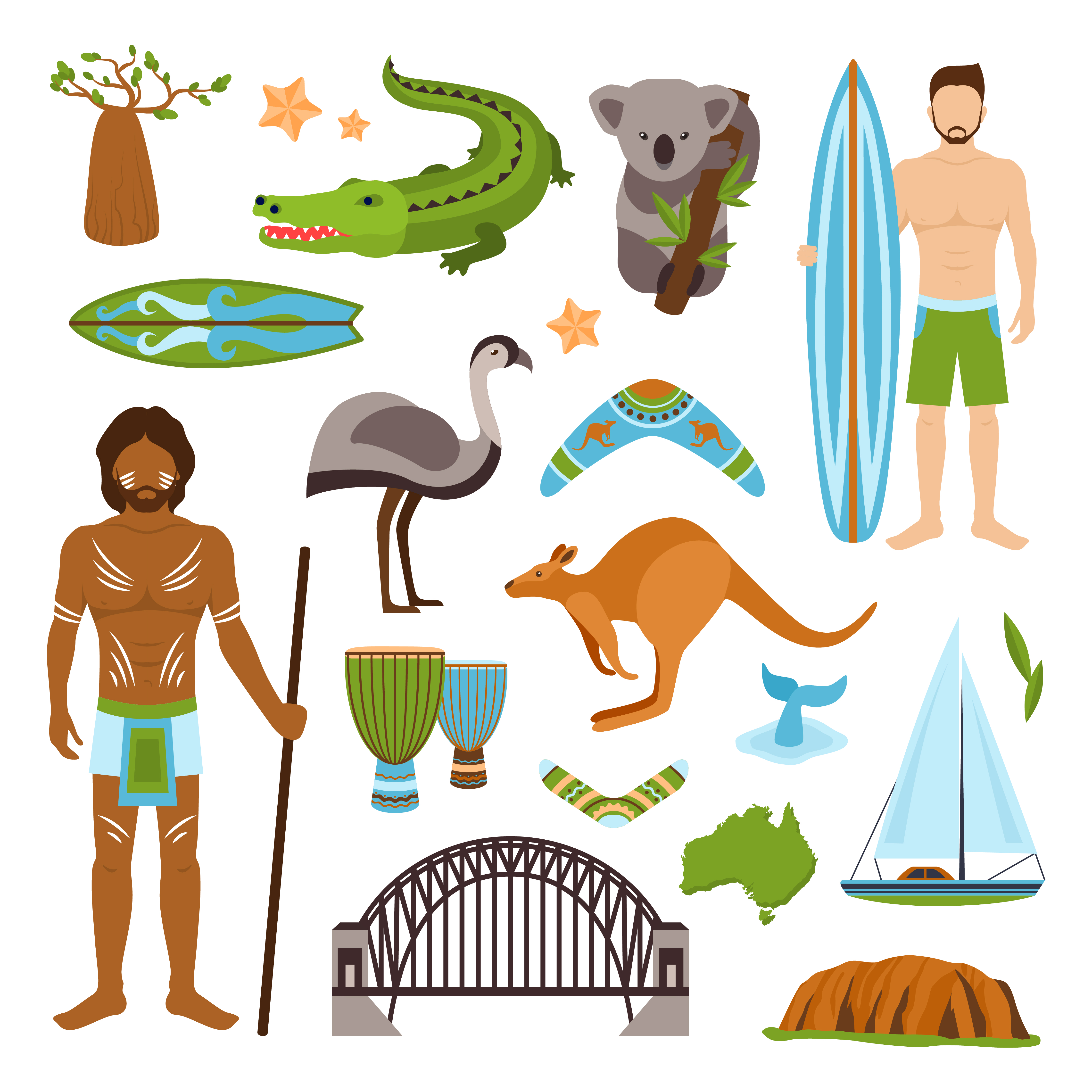 Australia Icons Set 444940 Vector Art at Vecteezy