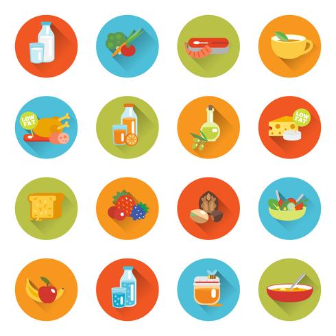 Comida sana iconos planos vector