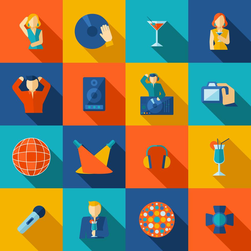 Night Club Icon Flat 444954 Vector Art at Vecteezy