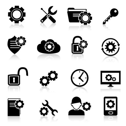 Configuración de iconos negros vector