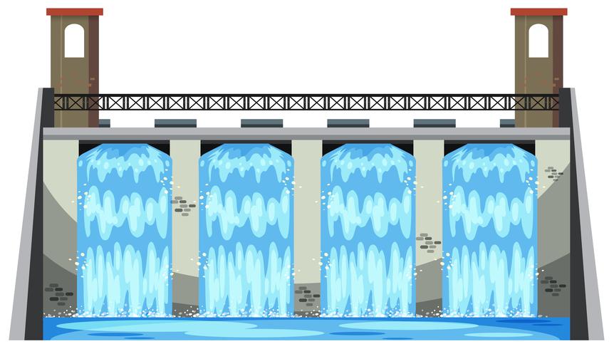 A Big Dam on White Background vector