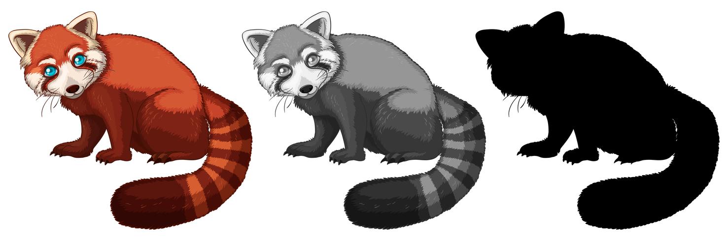 Set of red panda character vector