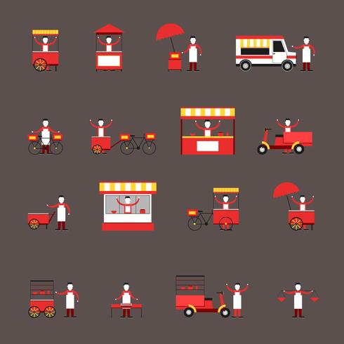 Street food icon flat vector