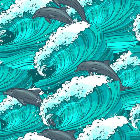 Sea waves seamless pattern vector