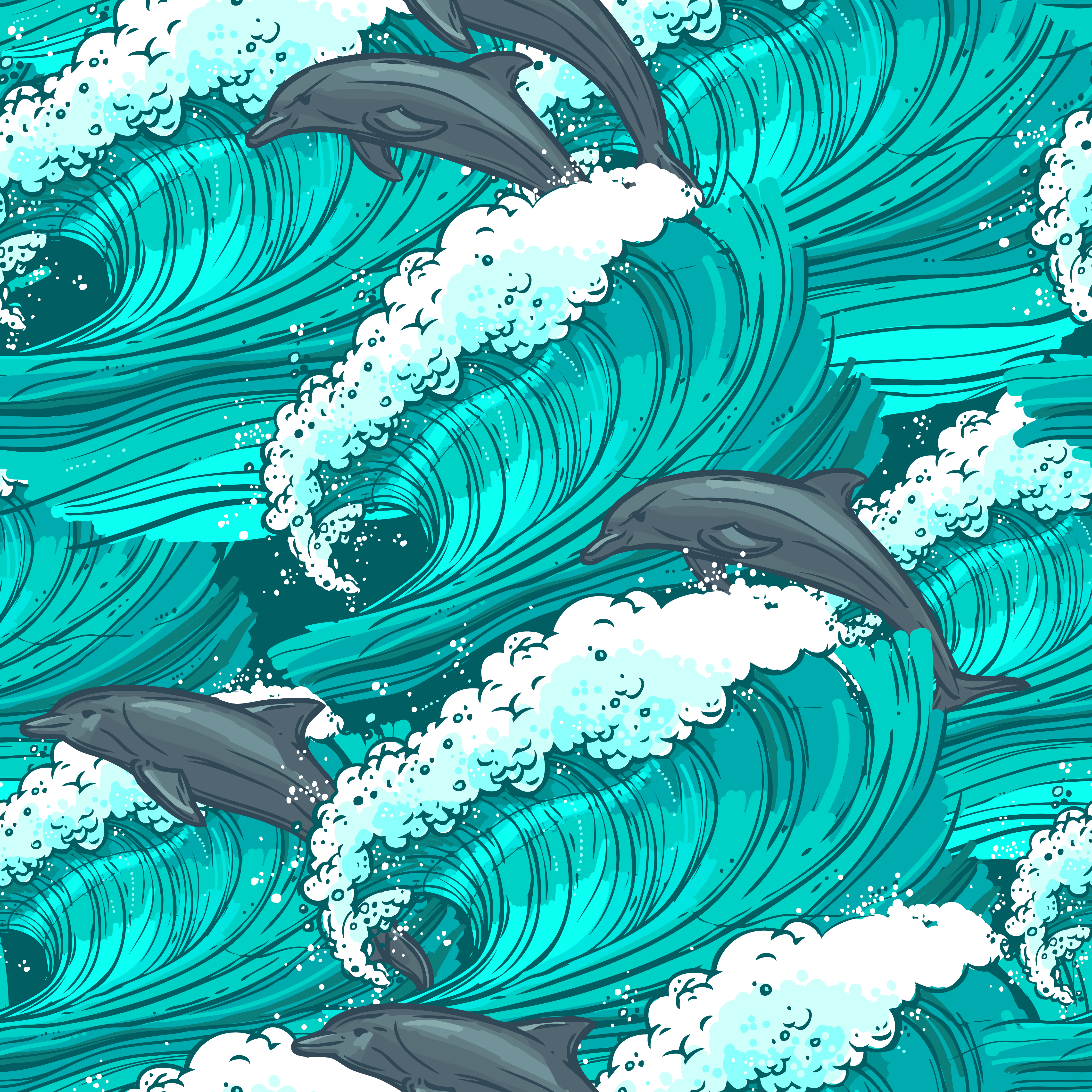 Sea waves seamless pattern 445065 - Download Free Vectors, Clipart