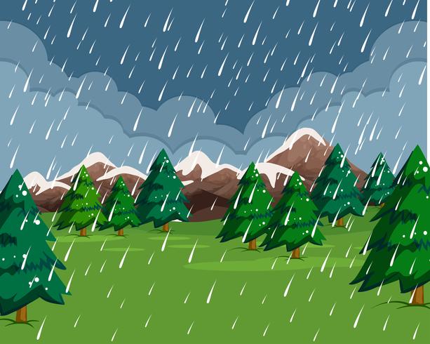 Raining in the rain scene vector