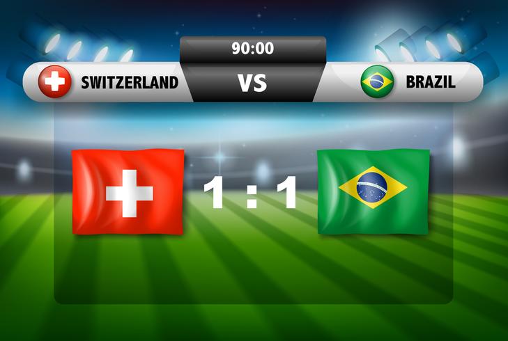 Partido de fútbol de Suiza vs brasil vector