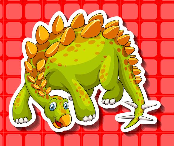 Dinosaurio verde sobre fondo rojo vector