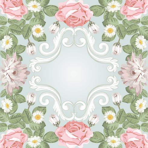 Beautiful floral frame. Template for your text or photo vector