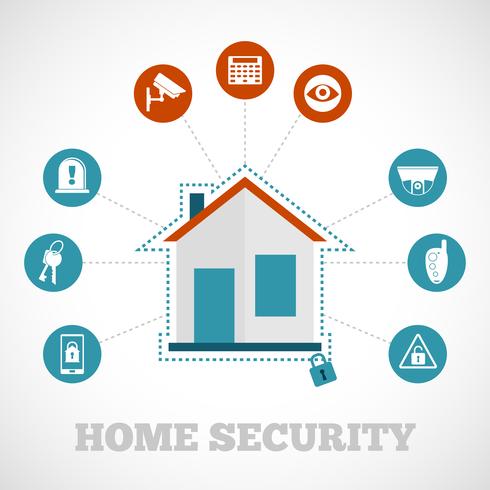 Home Security Icon Flat vector