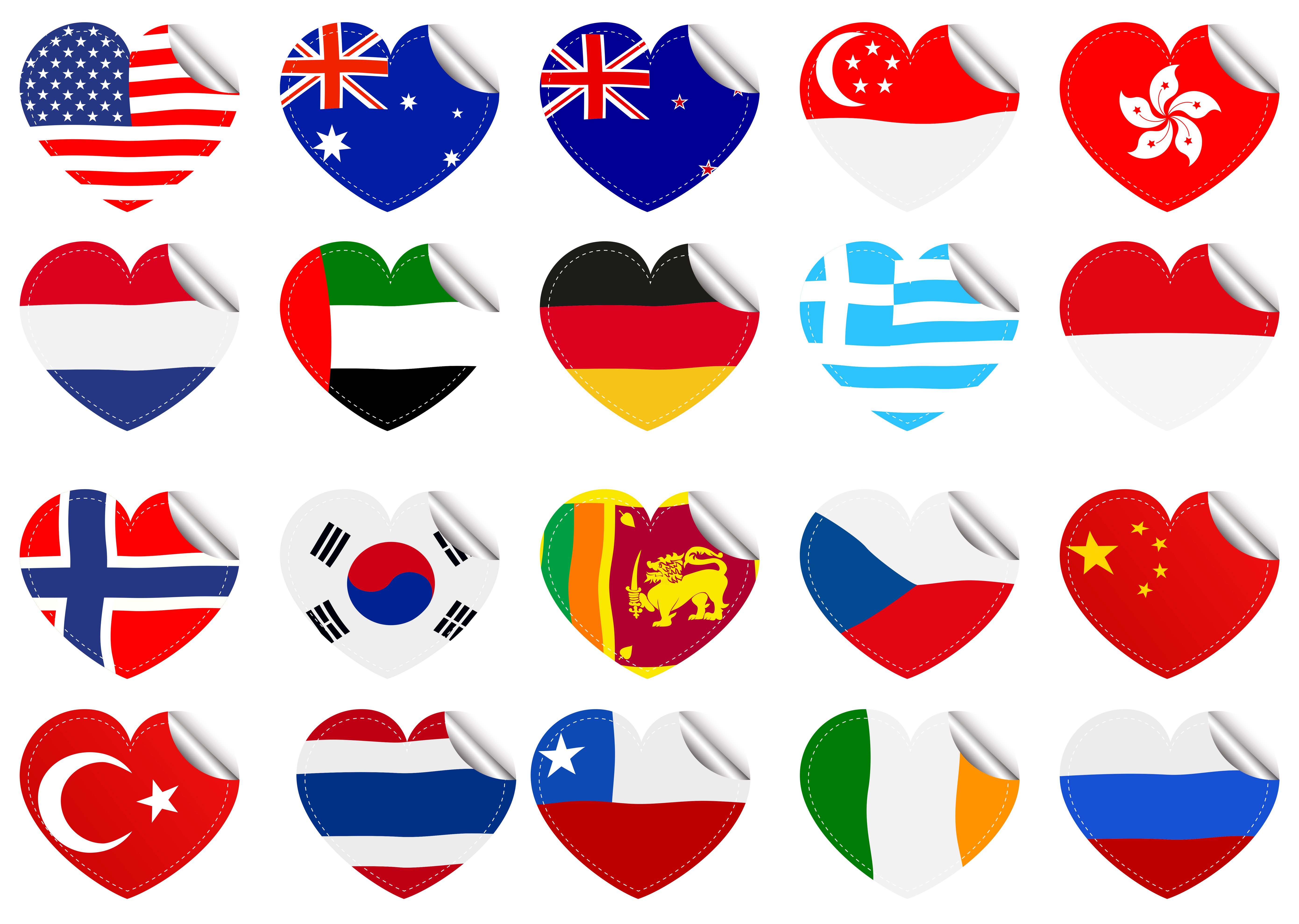 International Flags on Heart Shape 445109 Vector Art at Vecteezy