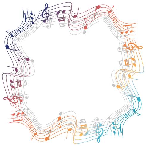 Plantilla de borde con notas musicales coloridas vector