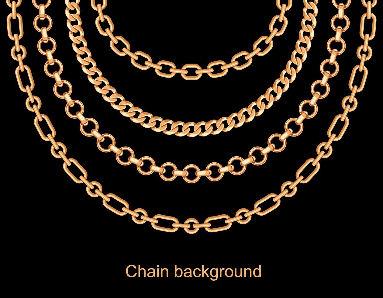 Fondo con cadenas doradas con collar metálico. En negro 445137 Vector