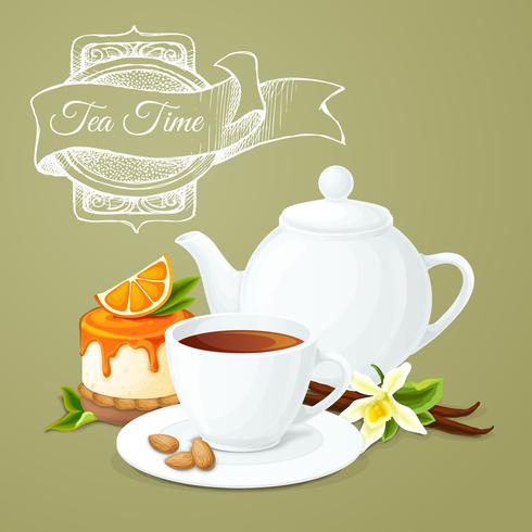 Tea party poster vector