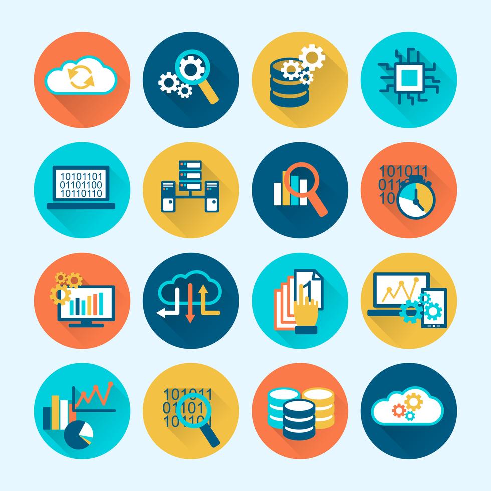 Database Analytics Icons Flat 445153 Vector Art at Vecteezy