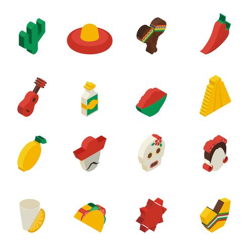 Mexican Icons Isometric vector