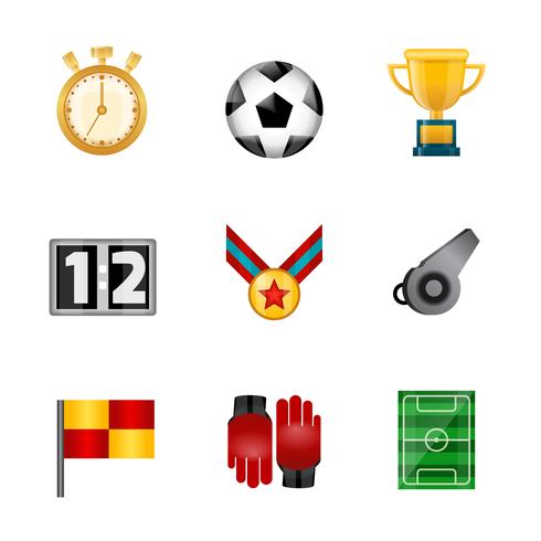 Iconos realistas de futbol vector