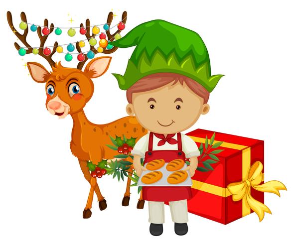 Christmas theme with baker and reindeer vector